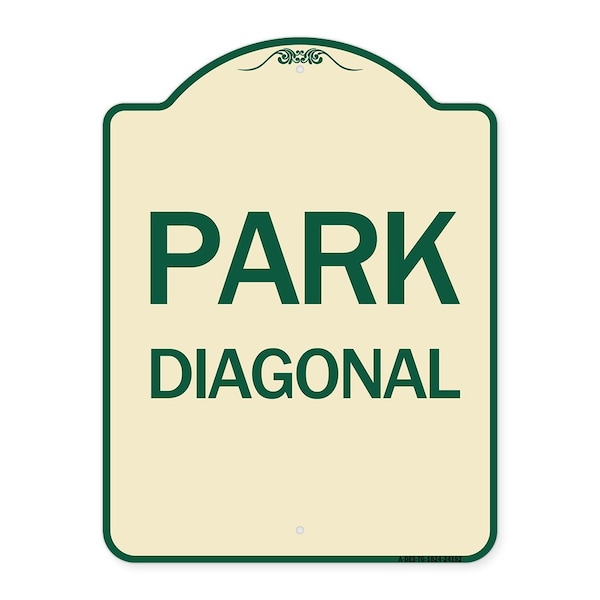 Signmission Designer Series Diagonal Parking 1, Tan & Green Heavy-Gauge Aluminum Sign, 24" x 18", TG-1824-24192 A-DES-TG-1824-24192 - main